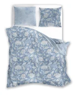 Pościel - Pościel bawełniana 160x200 Pure niebieska kwiaty Faro - miniaturka - grafika 1