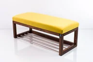 Ławki do przedpokoju - Ławka na buty LPG-4 80cm EMRAWOOD drewno lite kolor orzech siedzisko gładkie kolor żółty - miniaturka - grafika 1