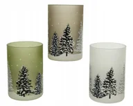 Ozdoby bożonarodzeniowe - Świecznik Szklany Świąteczny Na Tealight Z Choinką 12 Cm - miniaturka - grafika 1