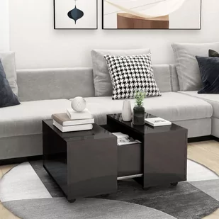 vidaXL vidaXL Stolik kawowy, szary, wysoki połysk, 60x60x38 cm, płyta wiórowa - Ławy i stoliki kawowe - miniaturka - grafika 1