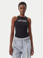 Koszulki i topy damskie - Calvin Klein Jeans Top Varsity J20J225520 Czarny Slim Fit - miniaturka - grafika 1