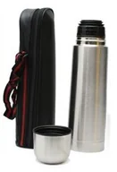 Kubki termiczne - Termos Na Napoje Hoffner Próżniowy 0,5 L Srebrny Pokrowiec Kubek Termiczny - miniaturka - grafika 1