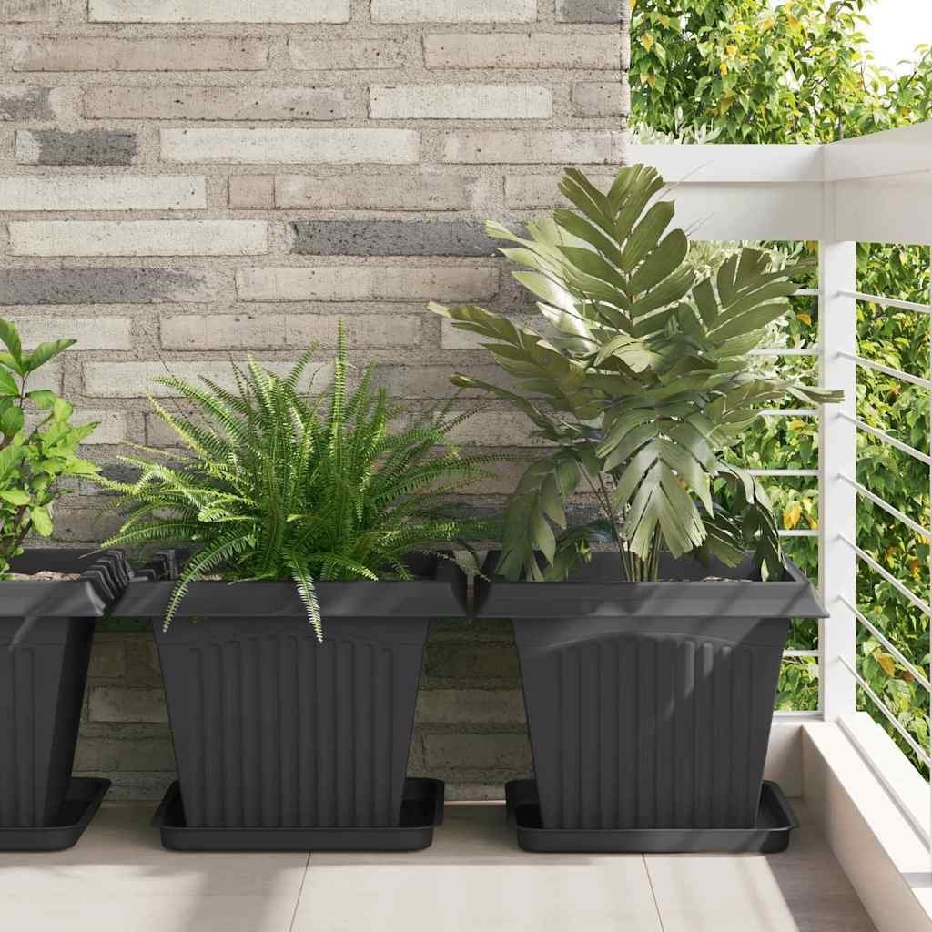 vidaXL Doniczki 6 pcs Czarny 43 x 43 x 33,5 cm Z tworzywa sztucznego