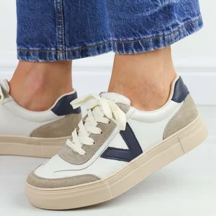 Beżowe skórzane półbuty damskie Vinceza 7923 - Półbuty damskie - miniaturka - grafika 1