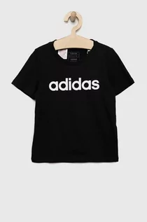 Koszulki dla dziewczynek - adidas t-shirt bawełniany dziecięcy G LIN kolor czarny - grafika 1