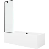 Wanny - Mexen Cube wanna prostokątna 180 x 80 cm z obudową i parawanem 1-skrzydłowym 60 cm, czarny wzór - miniaturka - grafika 1