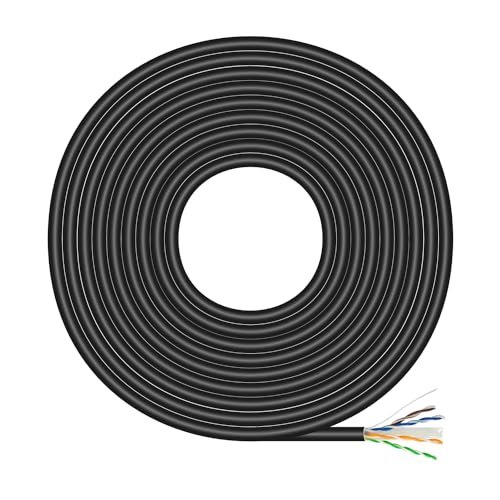 AISENS - A135-0675 - Wodoodporny zewnętrzny kabel sieciowy RJ45 Cat.6 UTP sztywny Cca AWG23, czarny, 100M