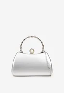 Torebki damskie - Srebrna Torebka Typu Kopertówka z Ozdobną Rączką Fesiria - miniaturka - grafika 1