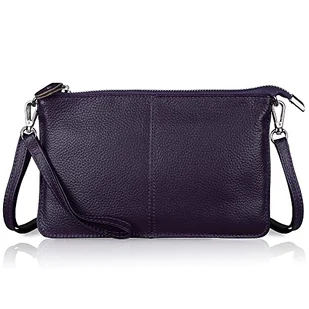 befen Skórzana torba na ramię, mała - damska torba na ramię z prawdziwej skóry z paskiem na ramię i paskiem na rękę, damska Crossbody i Wristlet Bag Clutch, Fit Phone 8 Plus (czarna, prawdziwa skóra + - Torebki damskie - miniaturka - grafika 1
