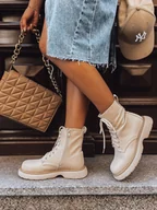 Botki damskie - Botki damskie MOONSTONE beżowe Dstreet ZY0367-36 - miniaturka - grafika 1