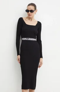 Karl Lagerfeld sukienka kolor czarny mini dopasowana 246W1326 - Sukienki - miniaturka - grafika 1