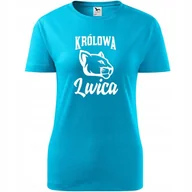 Koszulki i topy damskie - Damska Koszulka na Dzień Mamy Królowa lwica prezent dla Mamy na Urodziny turkusowy XL - miniaturka - grafika 1