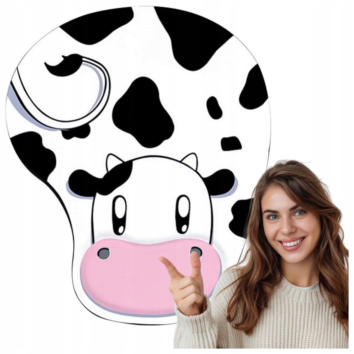 PODKŁADKA POD MYSZKĘ NADGARSTEK KROWA GAMINGOWA NA BIURKO 23 x 19 CM