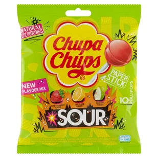 Chupa Chups Sour Kwaśne lizaki wielosmakowe 120 g (10 sztuk) - Gumy do żucia, lizaki, dropsy - miniaturka - grafika 1