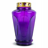 Lampiony i znicze - Duży Znicz Zalewany 21 cm Fioletowy DP19sL Szklany Znicz Zalewany z Kapturk - miniaturka - grafika 1