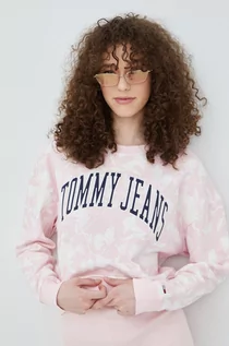 Bluzy damskie - Tommy Jeans bluza damska kolor różowy z aplikacją - grafika 1