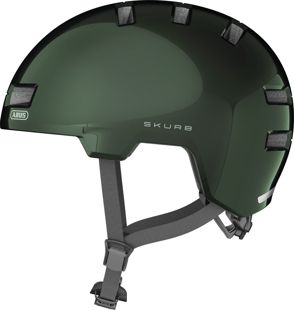 Kask miejski ABUS Skurb - solidny kask rowerowy do codziennego użytku, jazdy na rolkach, BMX lub longboardzie - zielony, rozmiar S
