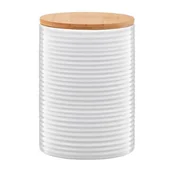 Pojemniki kuchenne - Ambition TUVO POJEMNIK Z BAMBUSOWĄ POKRYWKĄ 1,1 L PASKI BIAŁY CERAMIKA 29576 - miniaturka - grafika 1