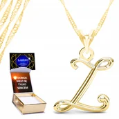Naszyjniki - Złoty Naszyjnik 925 Litera Literka Z Inicjał Damski Pozłacany Srebro NADRUK - miniaturka - grafika 1