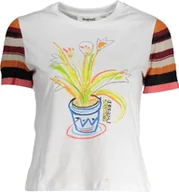 Koszulki i topy damskie - Desigual DESIGUAL DAMSKI T-SHIRT Z KRÓTKIM RĘKAWEM, BIAŁY L - miniaturka - grafika 1