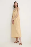 Sukienki - Pepe Jeans sukienka MADONNA kolor żółty maxi rozkloszowana PL953570 - miniaturka - grafika 1