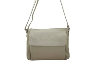 Torebka skórzana z zamszową klapką - Beżowa jasna - Torebki damskie Torebka skórzana z zamszową klapką - Beżowa jasna - Torebki damskie - miniaturka - grafika 9