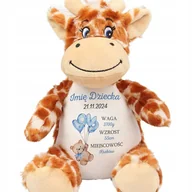 Maskotki i pluszaki - ŻYRAFA PRZYTULANKA Dla Dziecka Personal GODZINY NARODZIN Niebieskie Wzory - miniaturka - grafika 1