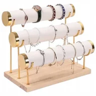 Biżuteria - akcesoria - EKSPOZYTOR STOJAK NA BIŻUTERIĘ ZEGARKI BRANSOLETKI 3 POZIOMY BIAŁY prezent - miniaturka - grafika 1