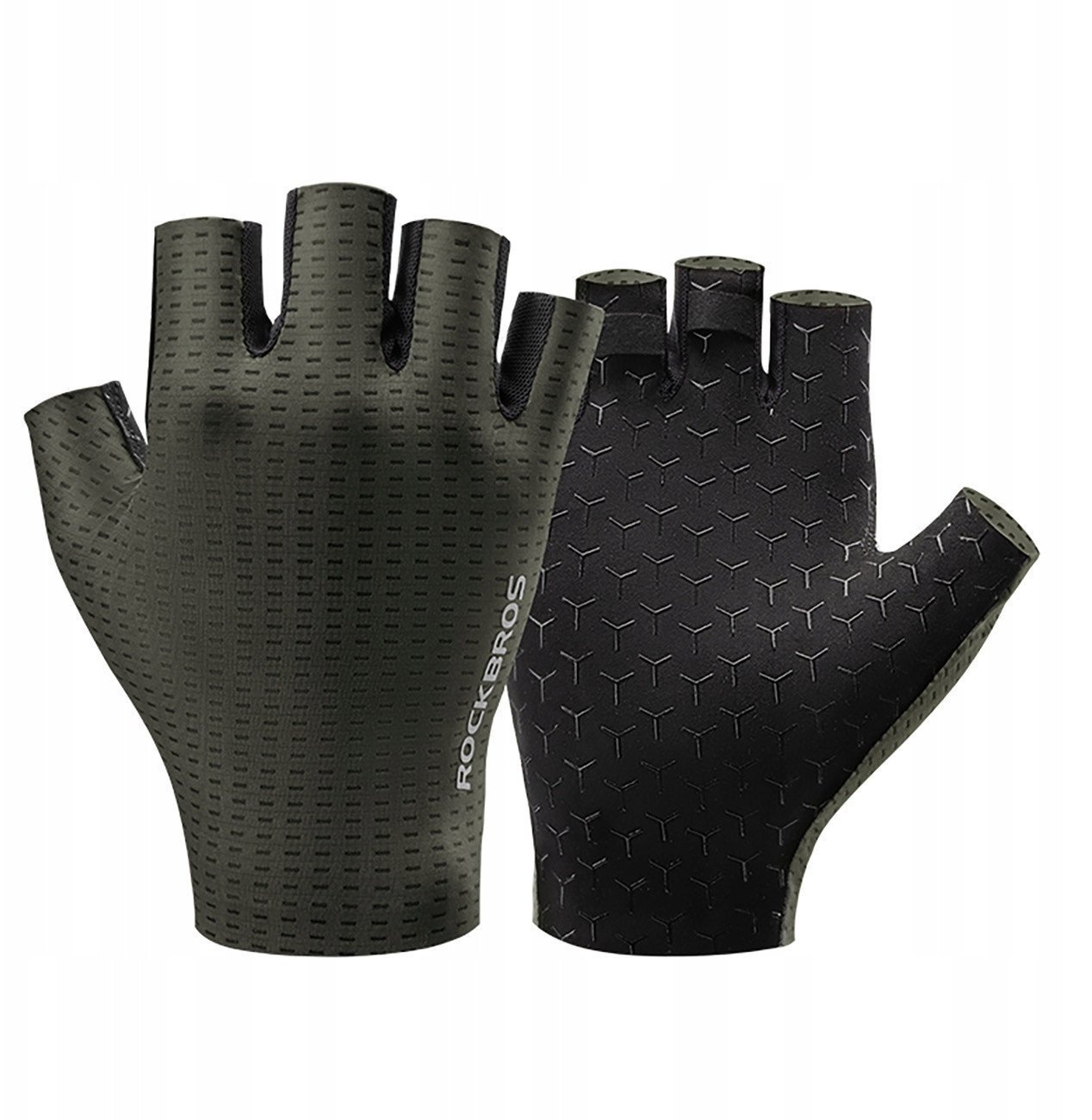 Rękawiczki rowerowe Rockbros oddychające, krótkie palce, rozmiar: XXL - zielone