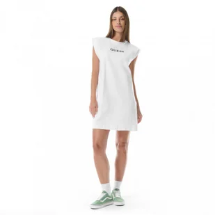 Damska sukienka shirtowa Guess Athena Jersey Dress - biała - GUESS - Koszulki sportowe damskie - miniaturka - grafika 1