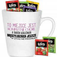 Kubki - Kubek Biały Latte TO MIEJSCE KOMPLETNIE CHORE Wzory + 8 Herbat Loyd - miniaturka - grafika 1