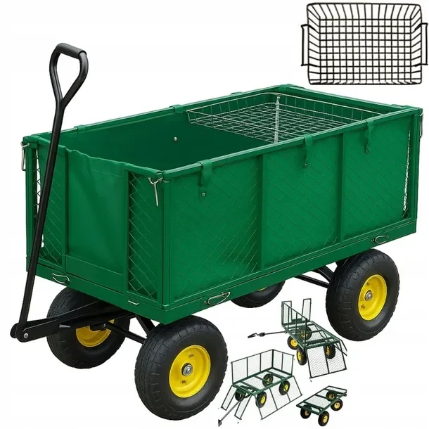 Duży Wózek Ogrodowy Transportowy Rozkładany Przyczepka 220l 500kg