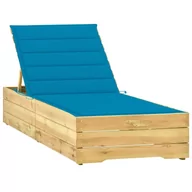 Leżaki ogrodowe - vidaXL Lumarko Leżak z niebieską poduszką, impregnowane drewno sosnowe! 3065913 - miniaturka - grafika 1