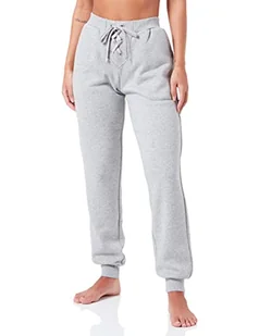 Emporio Armani Underwear damskie spodnie z logo Iconic Terry Pants z mankietami, jasnoszary melanż, XL - Spodnie damskie - miniaturka - grafika 1