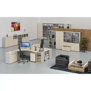 Regał biurowy PRIMO GRAY, 740 x 400 x 420 mm, szary/brzoza - Regały biurowe - miniaturka - grafika 3