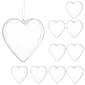 Bombki - Bombki akrylowe 8cm serce plastikowe decoupage zestaw 10 szt. - miniaturka - grafika 1