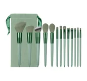 Pędzle do makijażu - ZESTAW PĘDZLI DO MAKIJAŻU W PLUSZOWYM WORECZKU 13 SZTUK - miniaturka - grafika 1