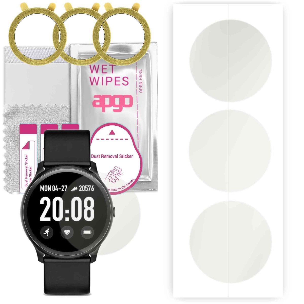 3x Folia hydrożelowa MATOWA do Pacific Black PC00146 - apgo Smartwatch Hydrogel MATTE Protection Ochrona na ekran smartwatcha