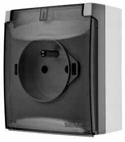 Kontakt Simon Simon Aquaclick Gniazdo IP44, pojedyncze z uziem., klapka transparentna szary ACGZ1C/16A ACGZ1C/16A - Gniazdka elektryczne - miniaturka - grafika 1