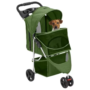 Składany wózek dla psa, zielony, 80x46x98 cm, tkanina Oxford Lumarko! - Sprzęt podróżny i transportery dla psów - miniaturka - grafika 3