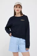 Bluzy damskie - Tommy Hilfiger bluza bawełniana damska kolor granatowy z aplikacją - miniaturka - grafika 1
