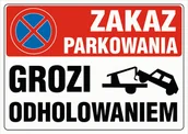 Akcesoria BHP - Tablica ZAKAZ PARKOWANIA, GROZI ODHOLOWANIEM 35x50cm, PCV3 - duża - miniaturka - grafika 1