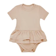 Body dla niemowląt - Body z baskinką beżowe, krótki rękaw 68 - miniaturka - grafika 1