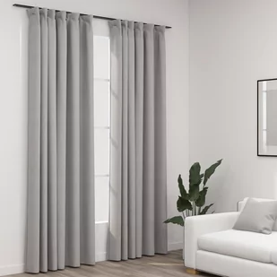 vidaXL Zasłony stylizowane na lniane, 2 szt., szare, 140x225 cm - Zasłony - miniaturka - grafika 1