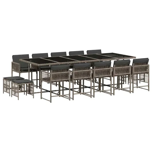 Zestaw mebli ogrodowych 275 x 106 x 73 cm, szary z czarnym blatem