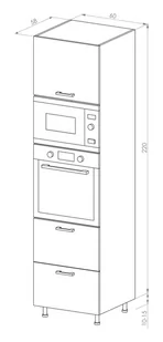 Bari Plus Słupek Wysoki Pod Zabudowę Piekarnika/Mikrofalówki Dpps2-60-38-220_Blum Hk-Xs Dąb Kamienny - Meble kuchenne - miniaturka - grafika 1