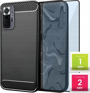 Etui do Xiaomi Redmi Note 10 Pro / 10 Pro Max Czarne, Karbon Szkło 9H - Etui i futerały do telefonów - miniaturka - grafika 1