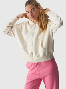 Bluza dresowa rozpinana z kapturem damska 4f 4FWAW24TSWSF1306-12S Biały - Bluzy damskie - miniaturka - grafika 1
