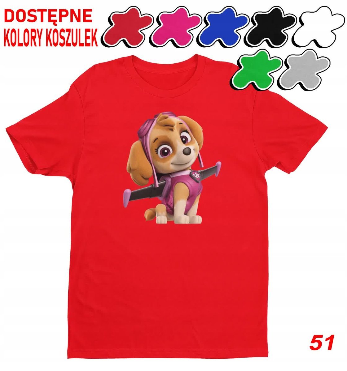 Dziecięca Koszulka Z Nadrukiem Duży Wybór Psi Patrol Skye -L 146-152