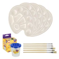 Przybory szkolne - Zestaw artystyczny malarski do farb dla dzieci: kubek na wodę, pędzelki, paletki malarskie Strigo - miniaturka - grafika 1